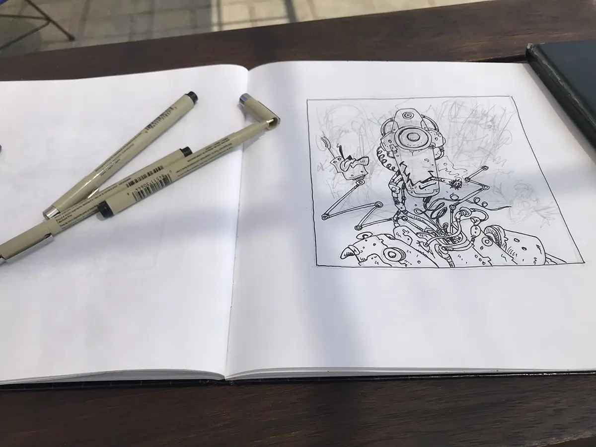 New Stoned Robots 420 NFT comic scribble