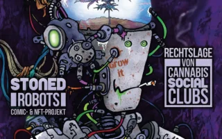 Stoned Robots 420 NFT Comic Art Cover and Steve Stoned Interview in Thcene Magazine.